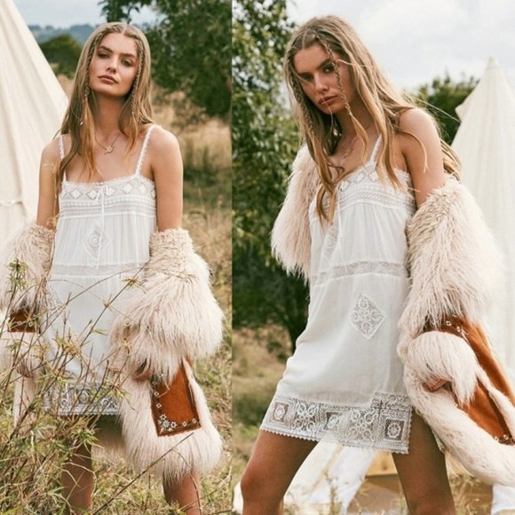 Peaches Sun Dress white lace mini spell designs S - Picture 2 of 9